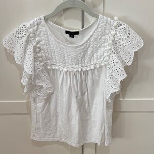 J. Crew White Eyelet Ruffle Top